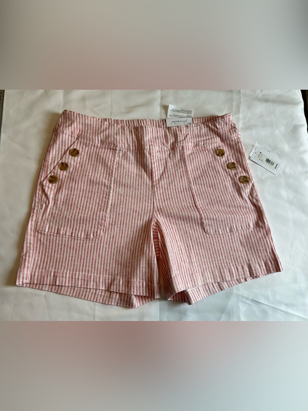 Westbound  Striped Women’s Casual Button-Front Shorts by Size 14